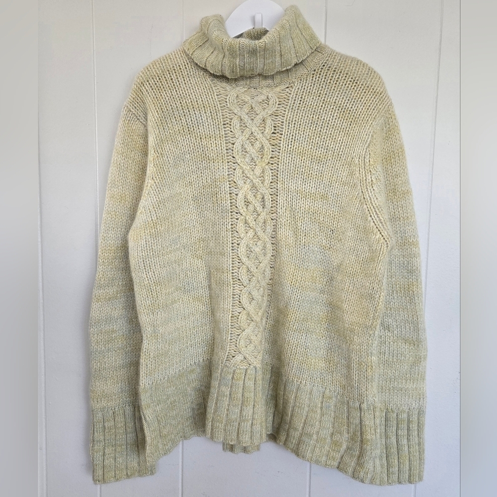 Lambswool, Rabbit Hair, Sarah Spencer Cable Knit Turtleneck Sweater